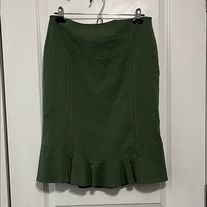 Anthropologie Elevenses Olive Green Fishtail Pencil Skirt Sz 8